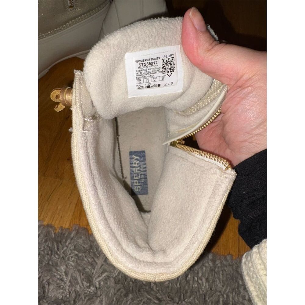 Sperry Women's Ankle Snow Boots Size 10 Ivory Metallic Winter Casual - Picture 9 of 13